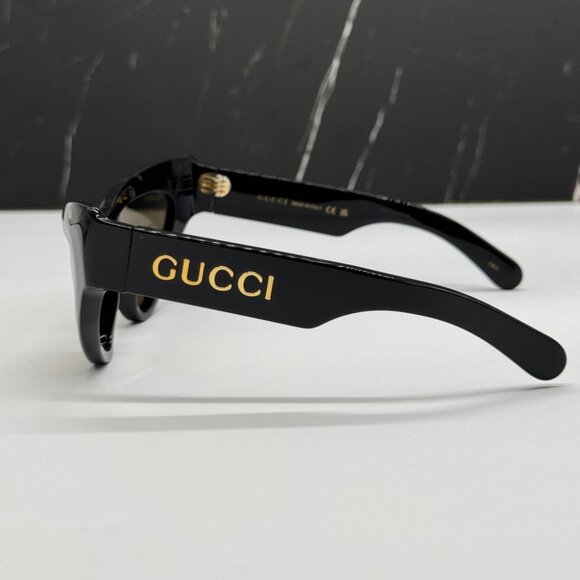 NEW GG1294S 002 GUCCI SUNGLASSES SHINY BLACK GOLD CAT EYE WOMEN EYEWEAR GUCCI - Picture 9 of 13